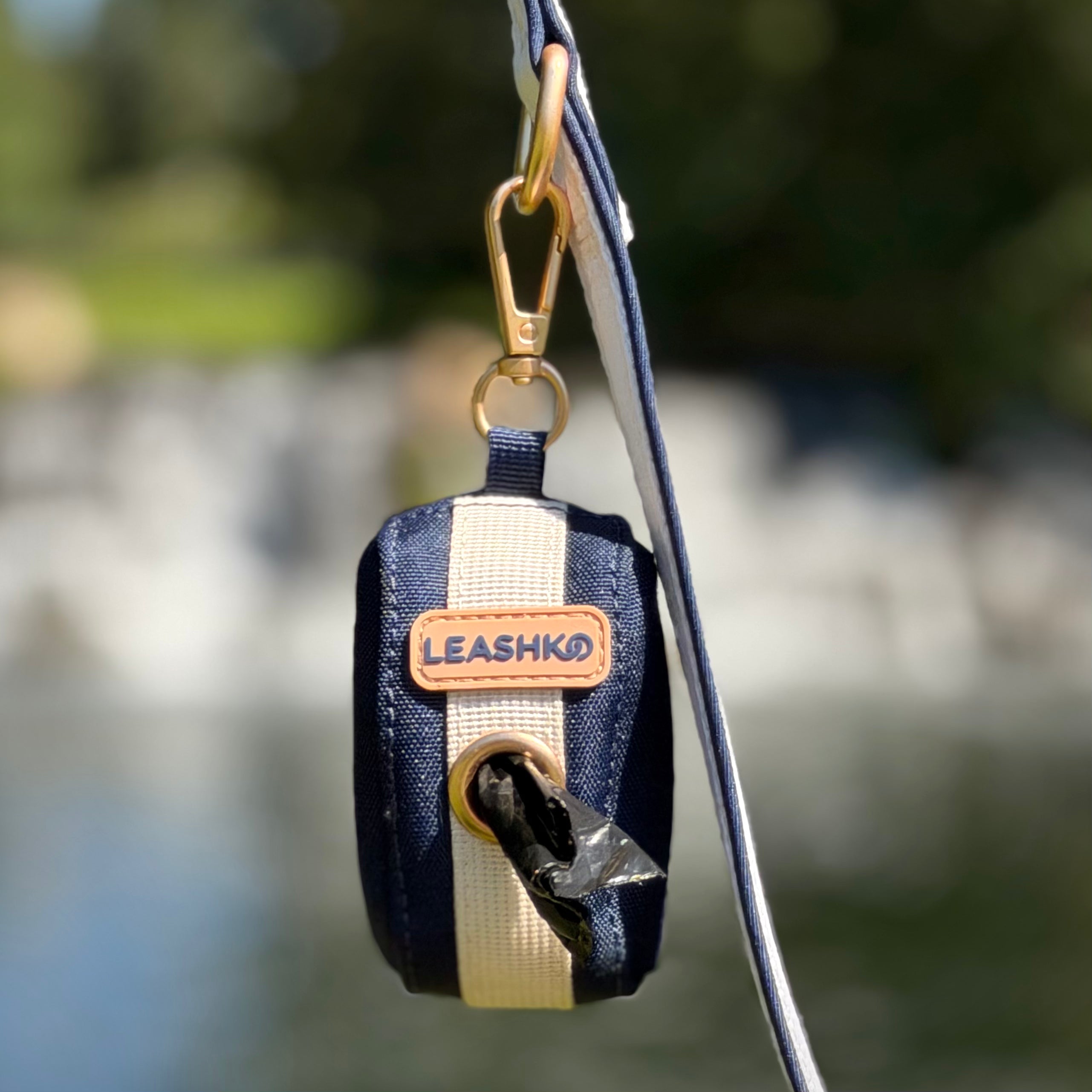 Classic Navy Poop Bag Holder