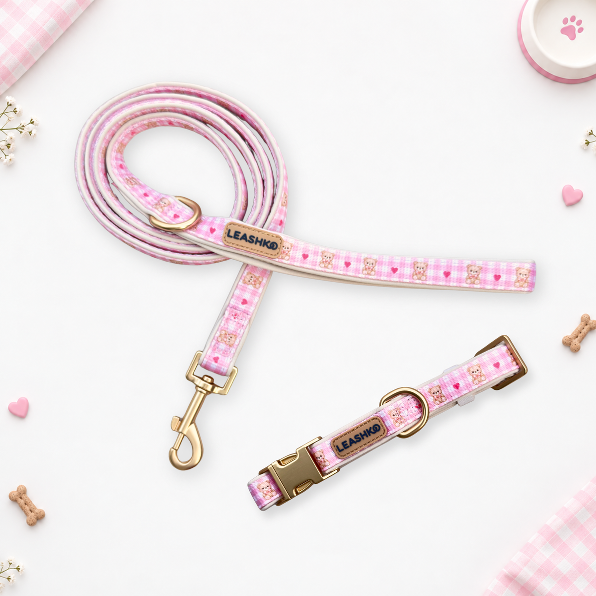 The Bear Blush Collar & Leash Set