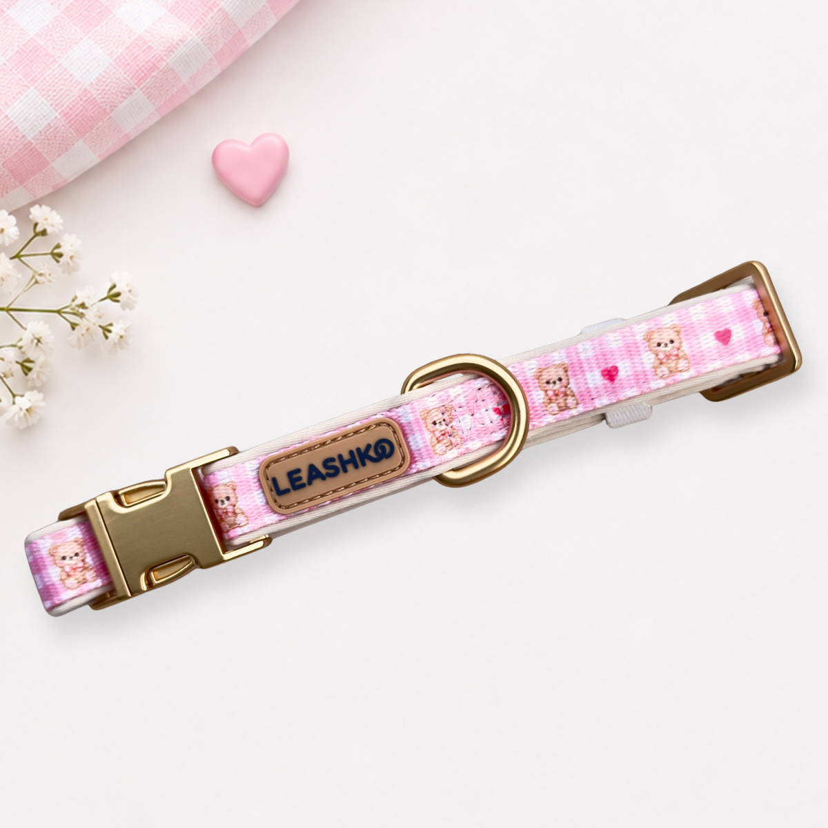 Bear Blush Adjustable Dog Collar