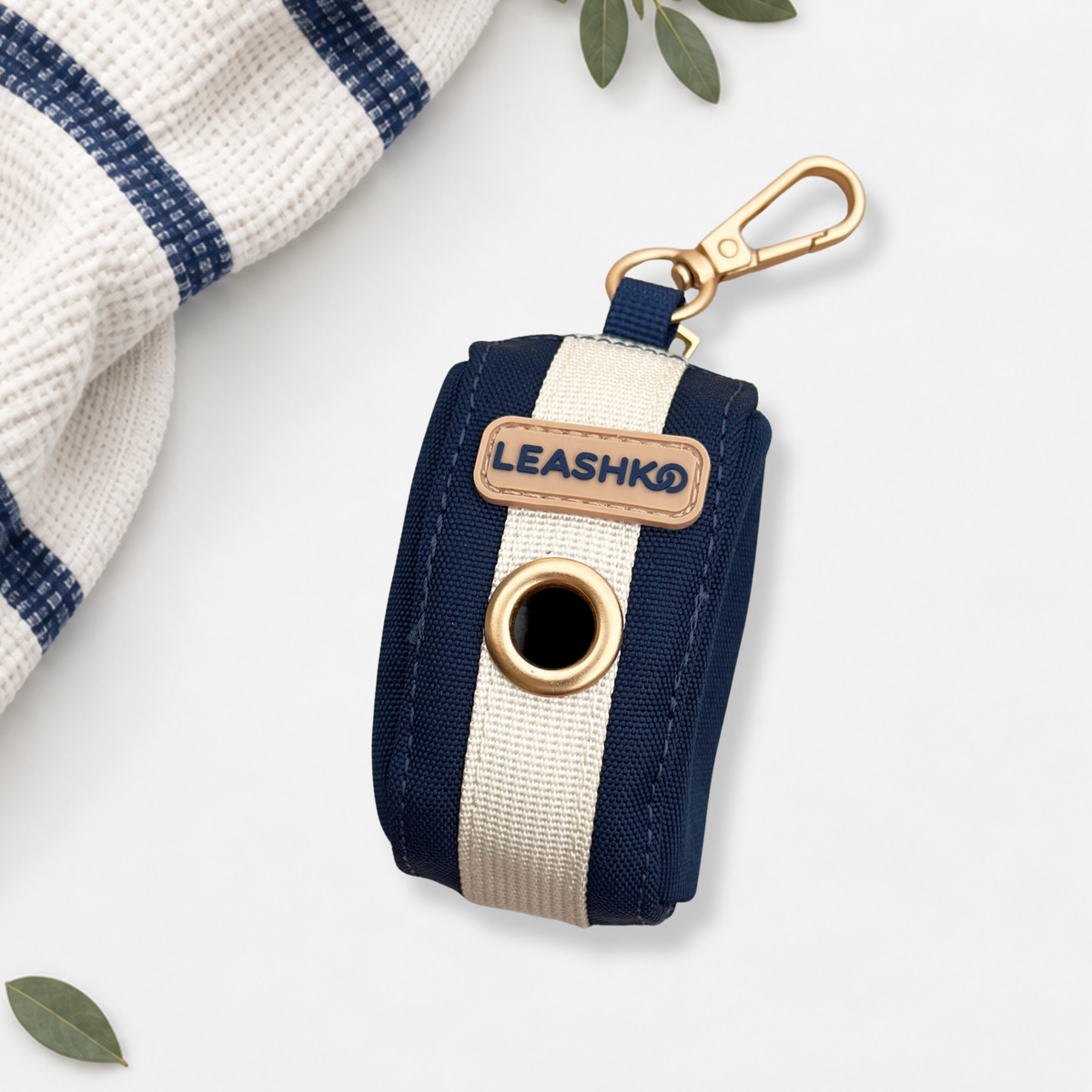 Classic Navy Poop Bag Holder